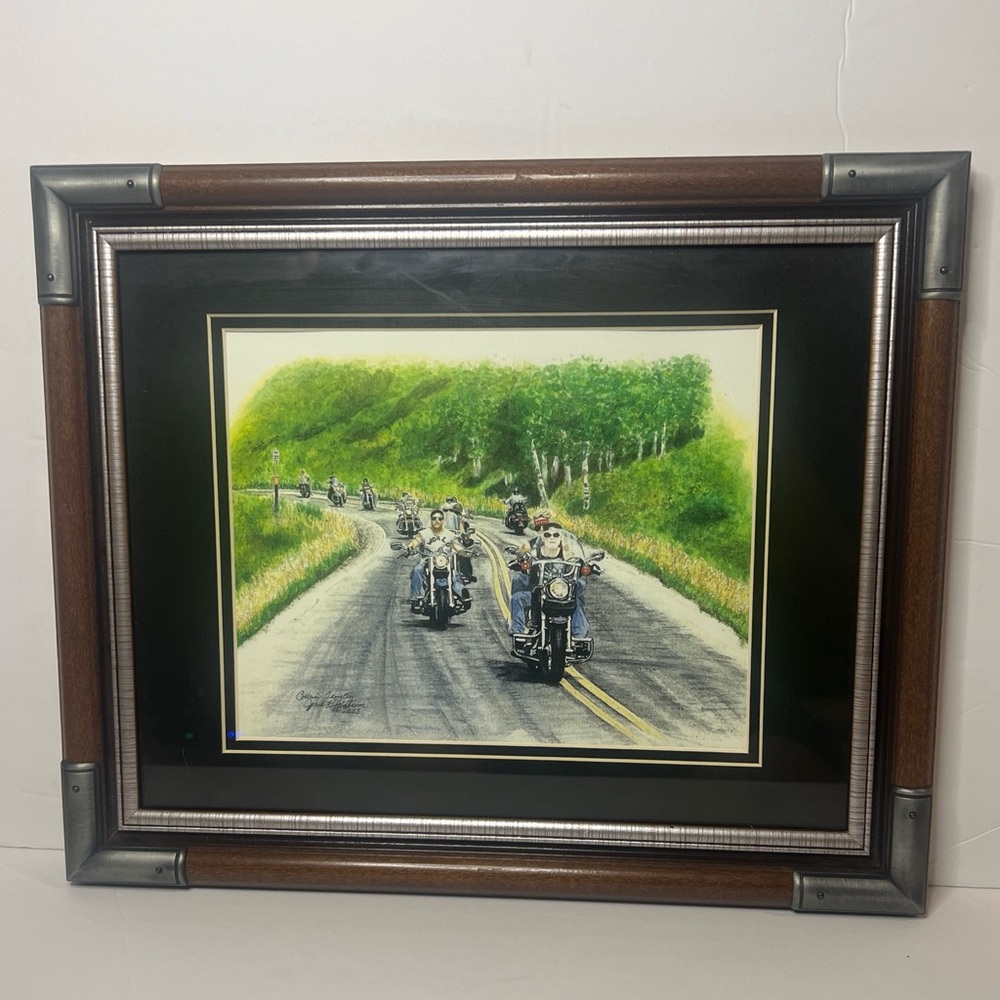 Motorcycle Road Trip Colleen Langley Jerie Rydstrom ‘03 16.5 X 13.5 Framed Art